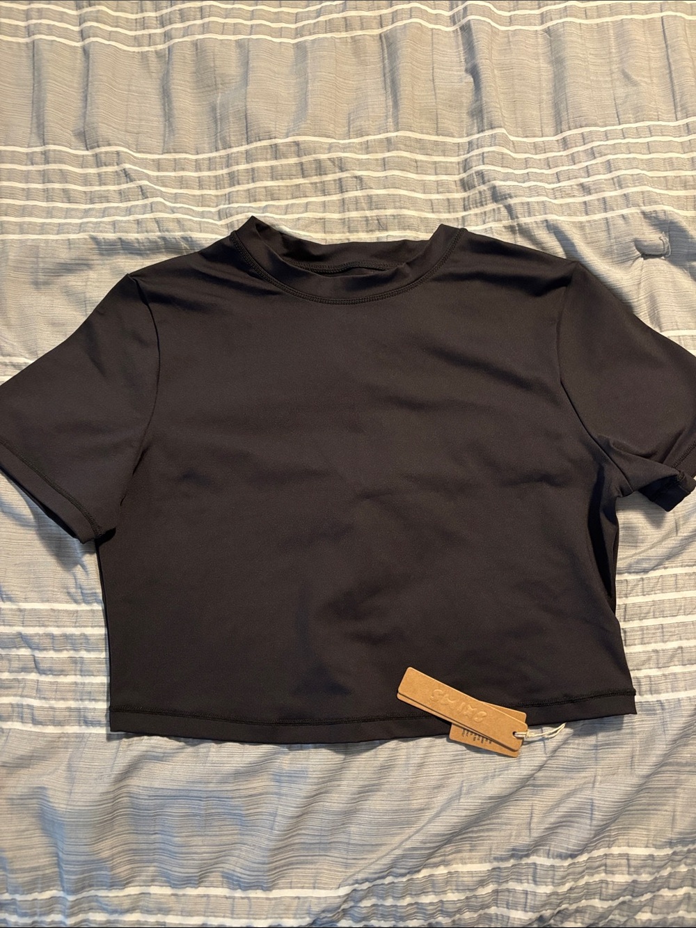 SKIMS Black Cropped Swim Short Sleeve Top
